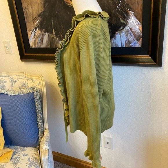 Larry Levine Size L Green Sweater Cardigan - Picture 5 of 6